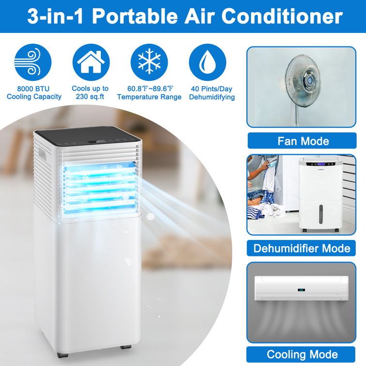 Square footage for 8000 btu sale air conditioner